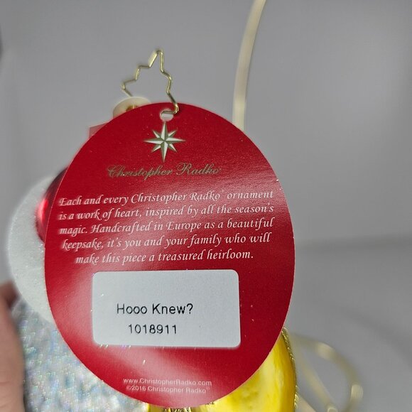 Christopher Radko Glass Owl On Moon Christmas Ornament Hooo Knew - Picture 6 of 8